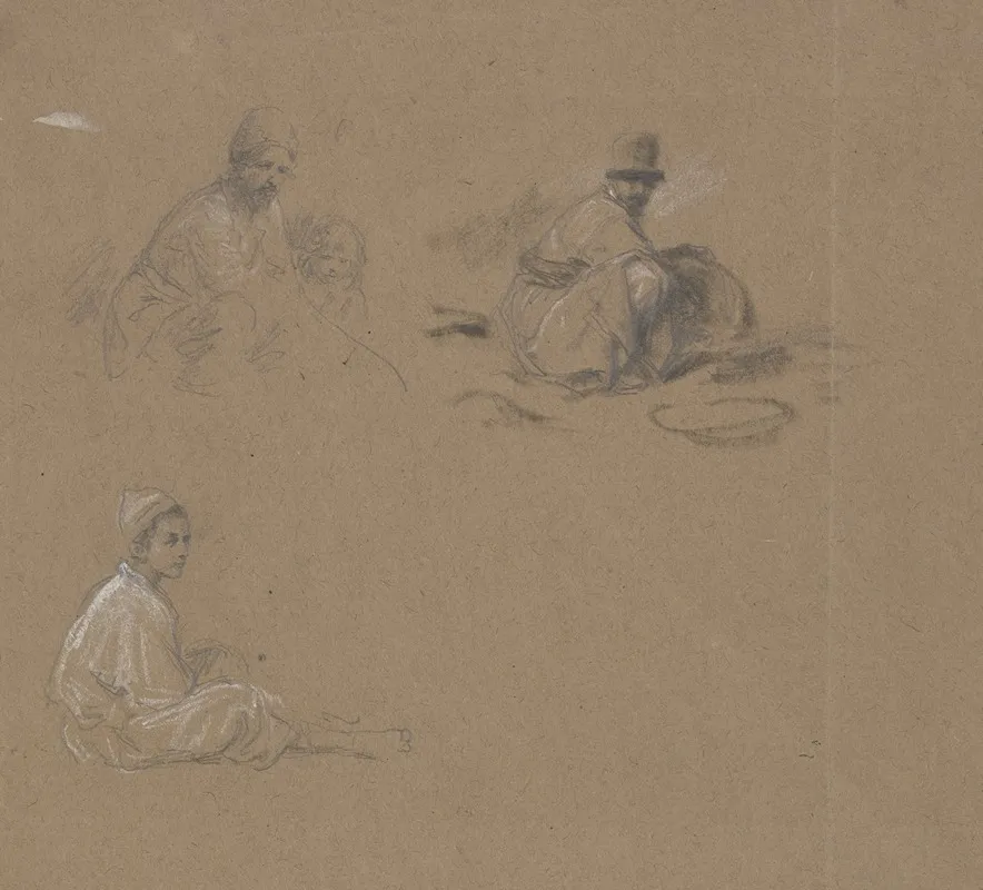 Studienblatt Dre Sitzende Manner