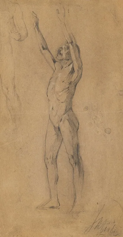 Studienblatt Mannerakte by Egon Schiele - Canvas Print