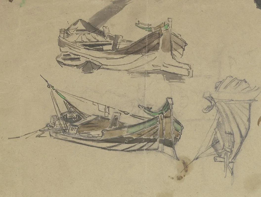 Studienblatt Mit Fluskahnen by Anton Burger - Canvas Print