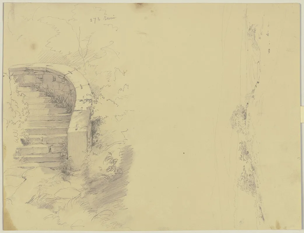 Studienblatt Parktreppe Landschaft