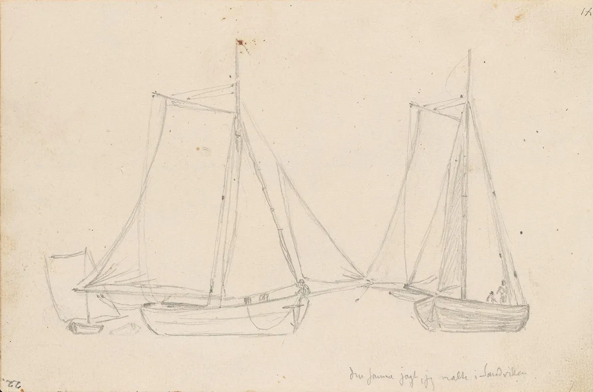 Studier Av Jagt 2 by Hans Gude - Canvas Print