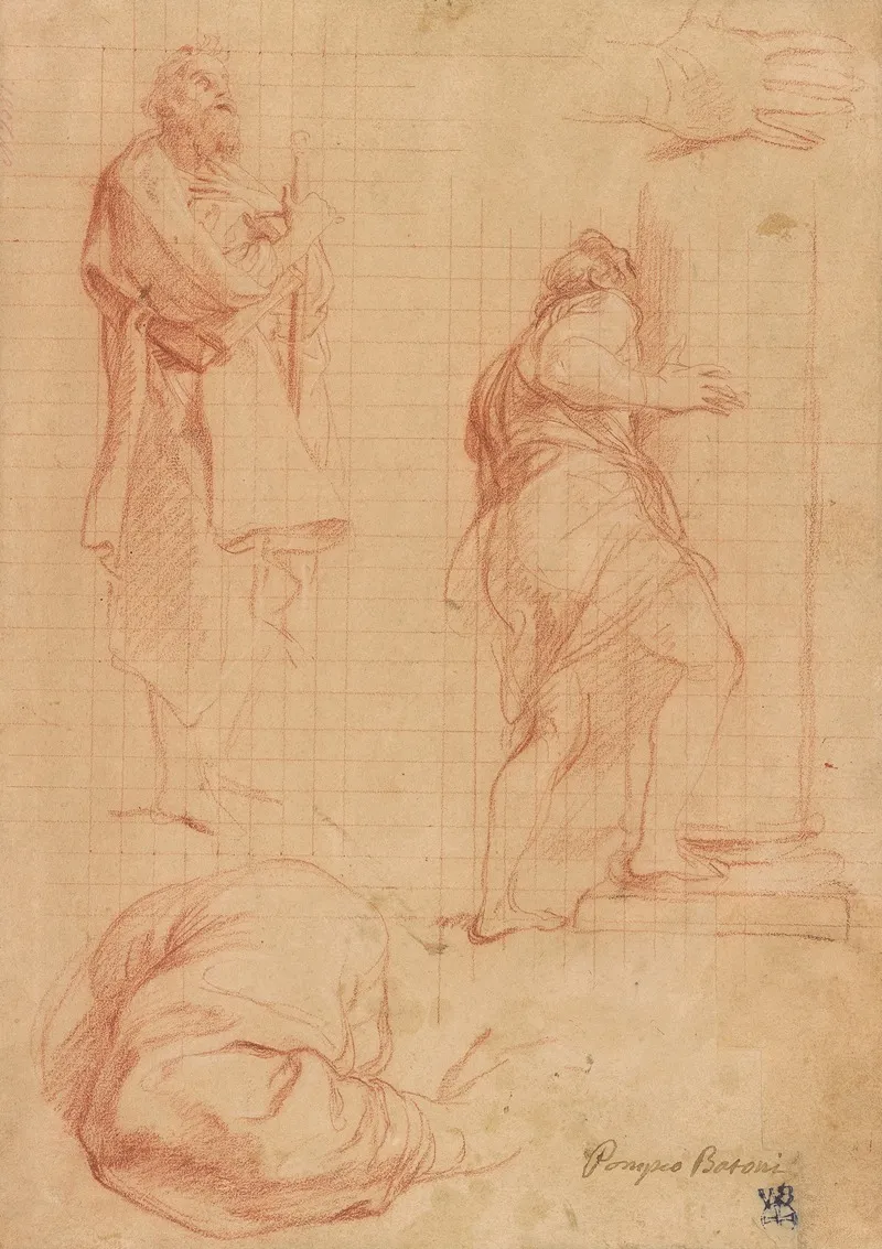 Studies For The Fall Of Simon Magus by Pompeo Batoni - Canvas Print