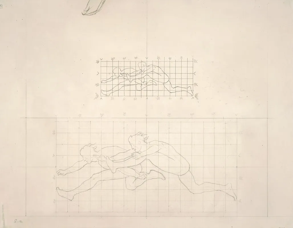Studies For Two Classical Male Figures Jumping