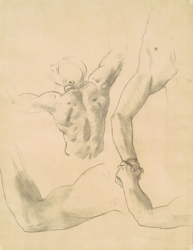 Studies For Two Classical Male Figures Wrestling