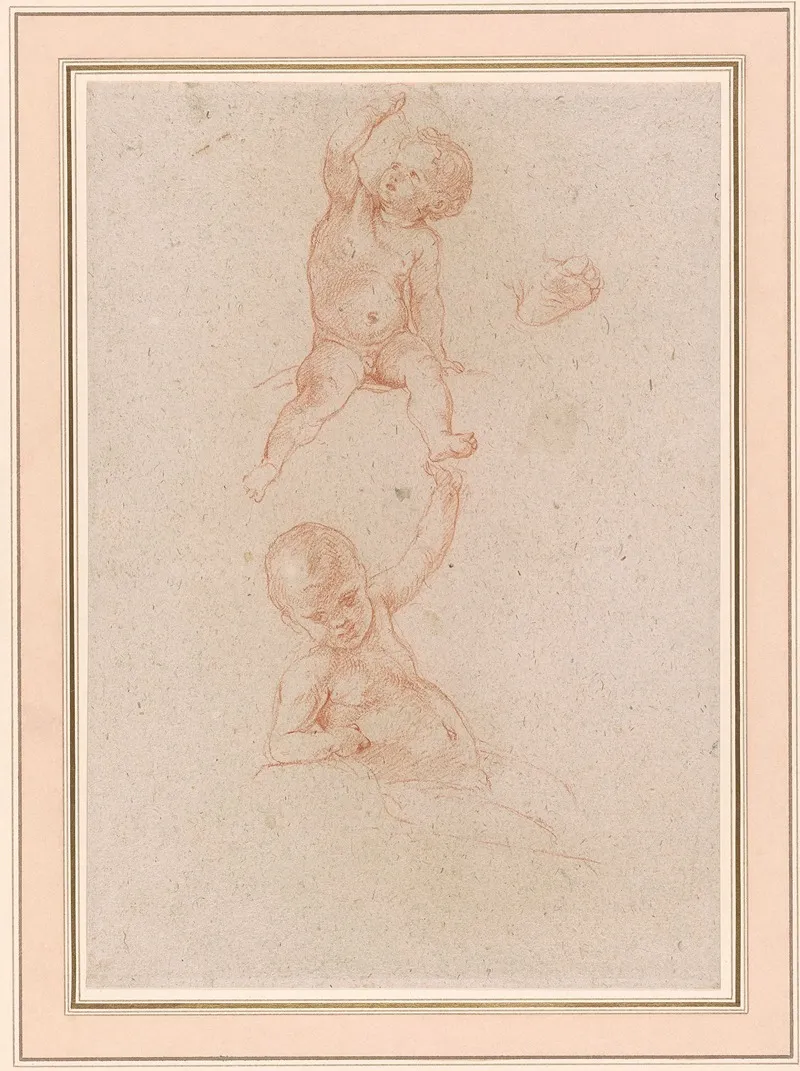 Studies For Two Seated Putti by Pompeo Batoni - Canvas Print