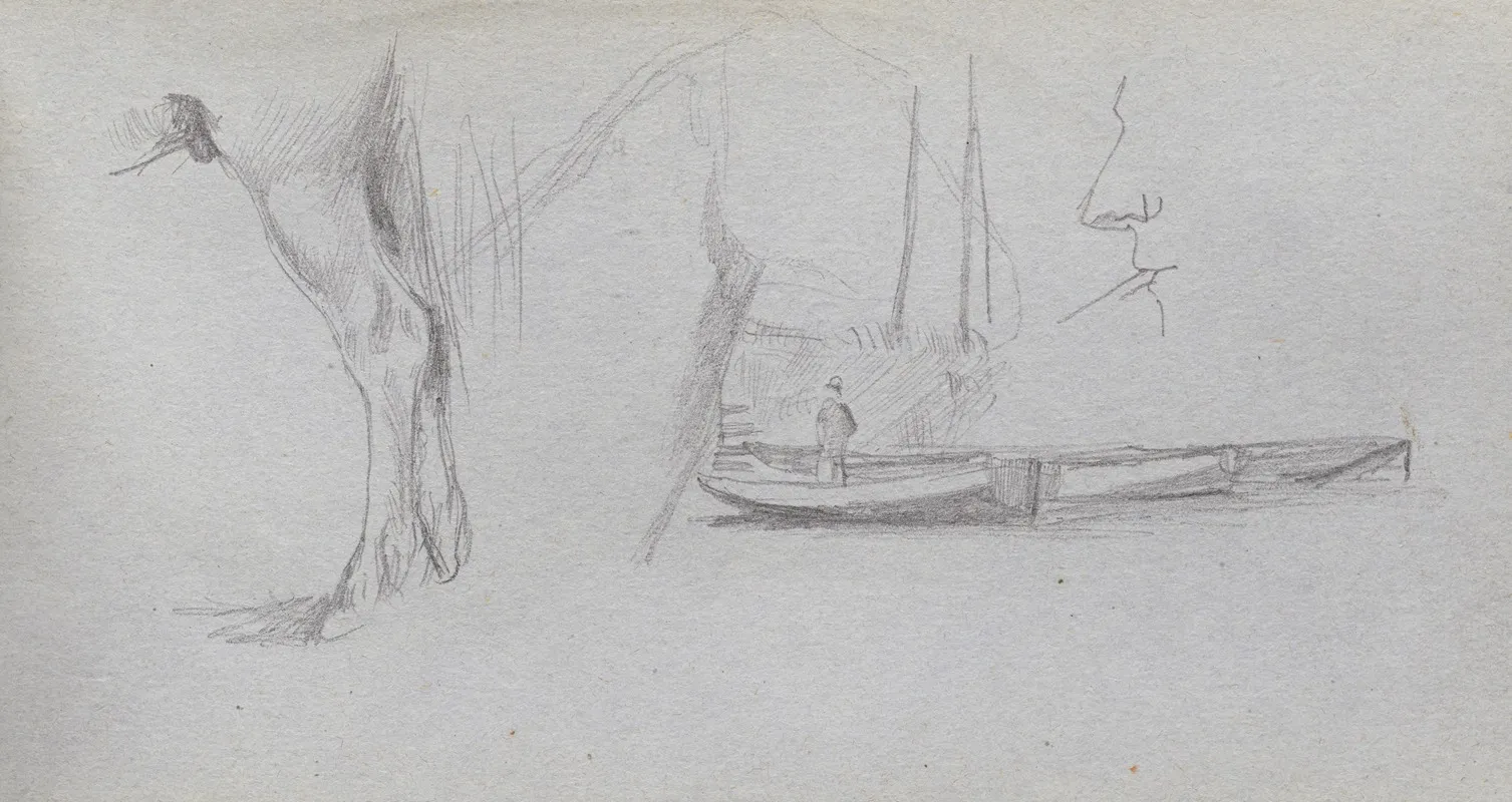Studies Horses Leg Figure In A Boat And Profile