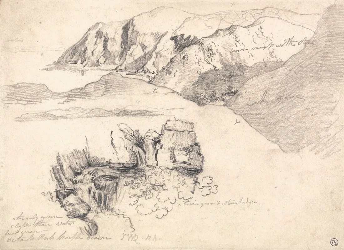Studies Of A Hilly Coast And A Rocky Waterfall