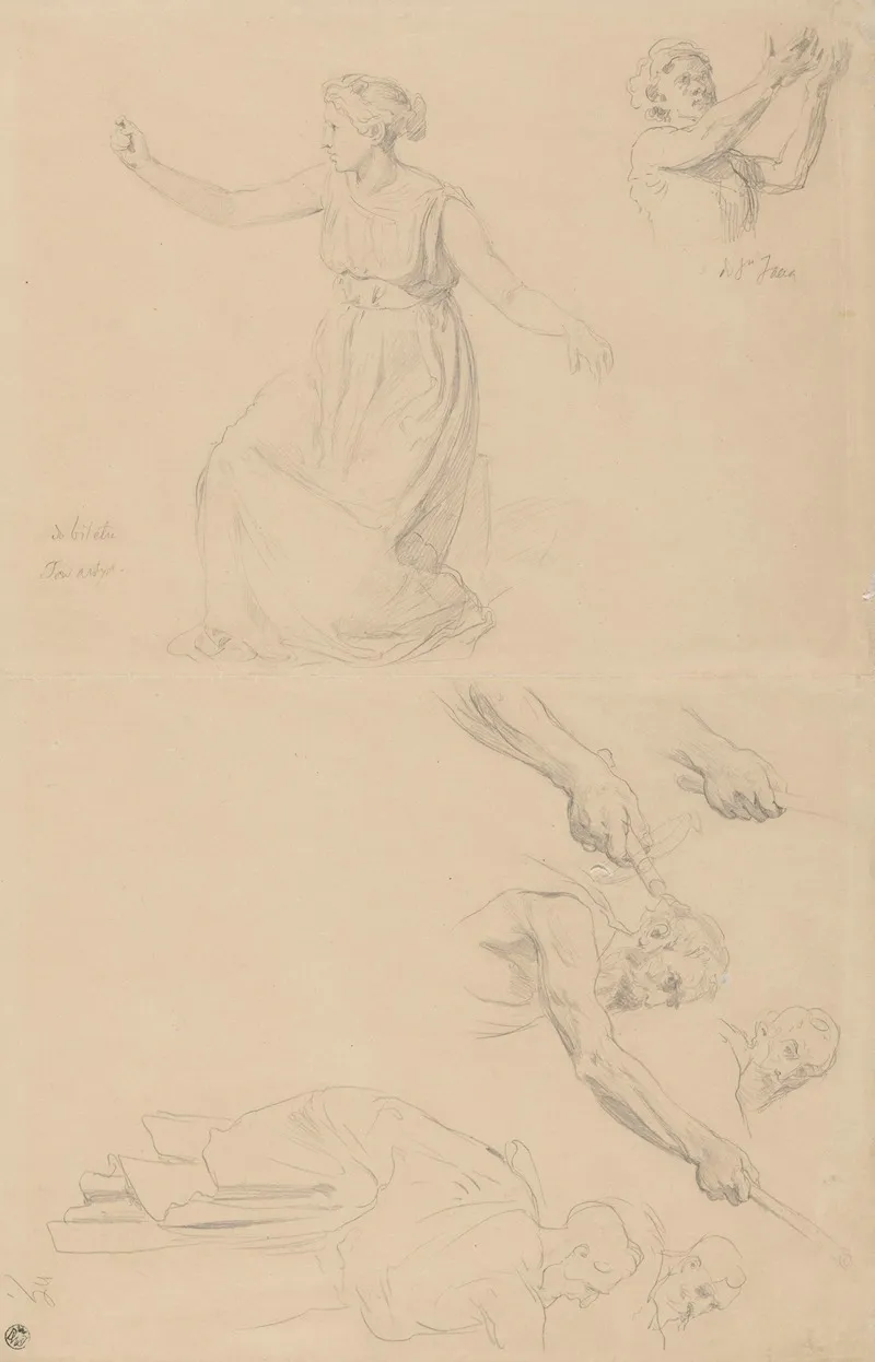 Studies Of A Male Figure For The Painting St John The Baptist Refusing To Baptise Pharisees 1900 And Of A Female Figure