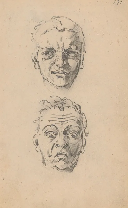 Studies Of A Mans Head With Different Face Expressions