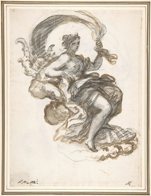 Studies Of A Reclined Woman On A Seashell For The Triumph Of Galatea