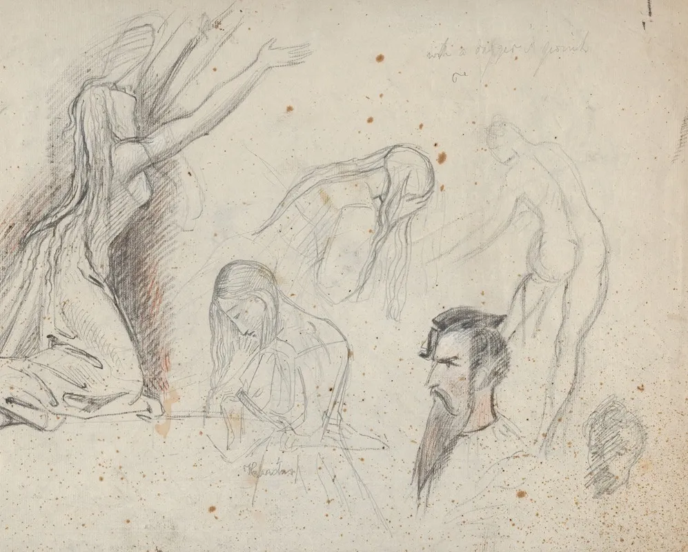 Studies Of A Woman And Mans Head