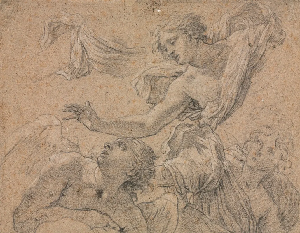 Studies Of Angels Recto by Michel Dorigny - Canvas Print