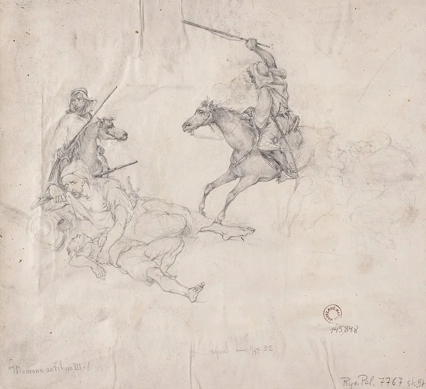 Studies Of Arabian Warriors Tracing From The Composition Moors In The Times Of Philip Iii by Stanisław Chlebowski - Canvas Print