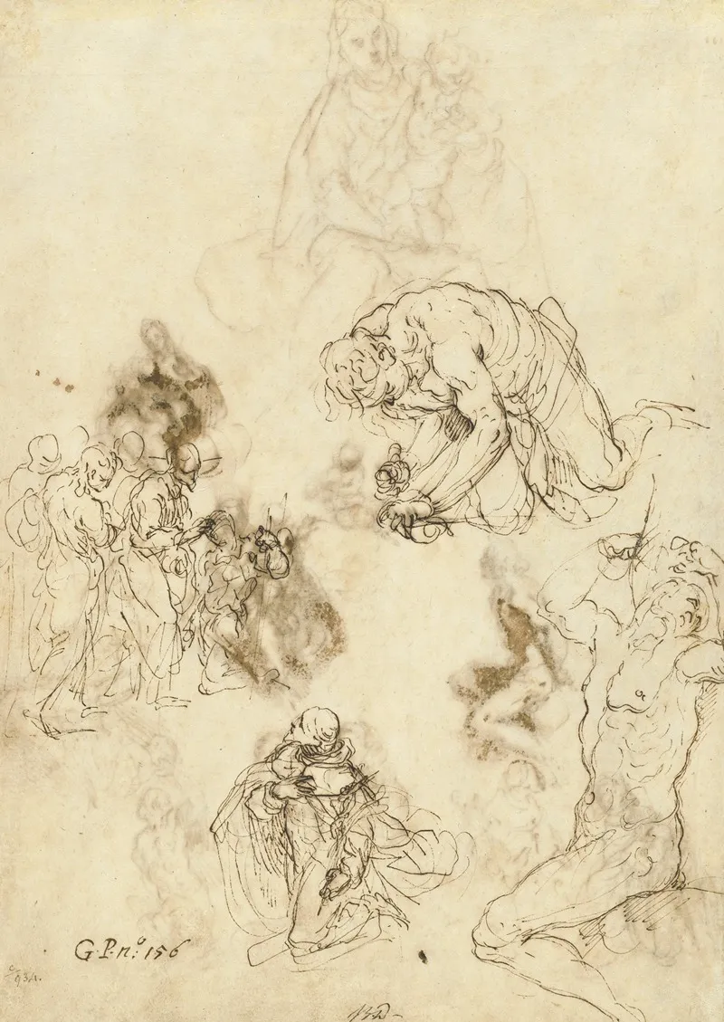 Studies Of Christ Healing The Blind Man Saint Philip Benizzi And Saint Sebastian