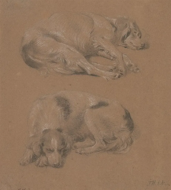 Studies Of Dogs Lying Down by James Ward - Canvas Print