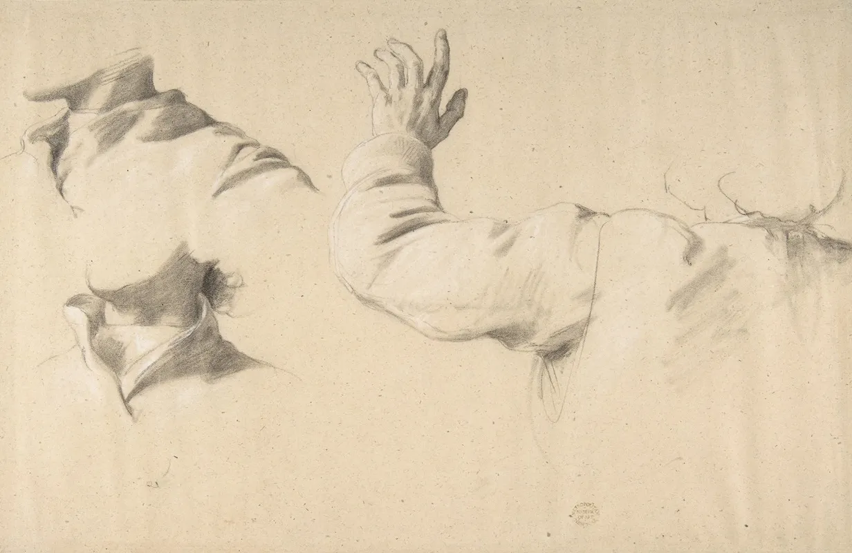 Studies Of Drapery In Sleeve And Collars by Romain Cazes - Canvas Print