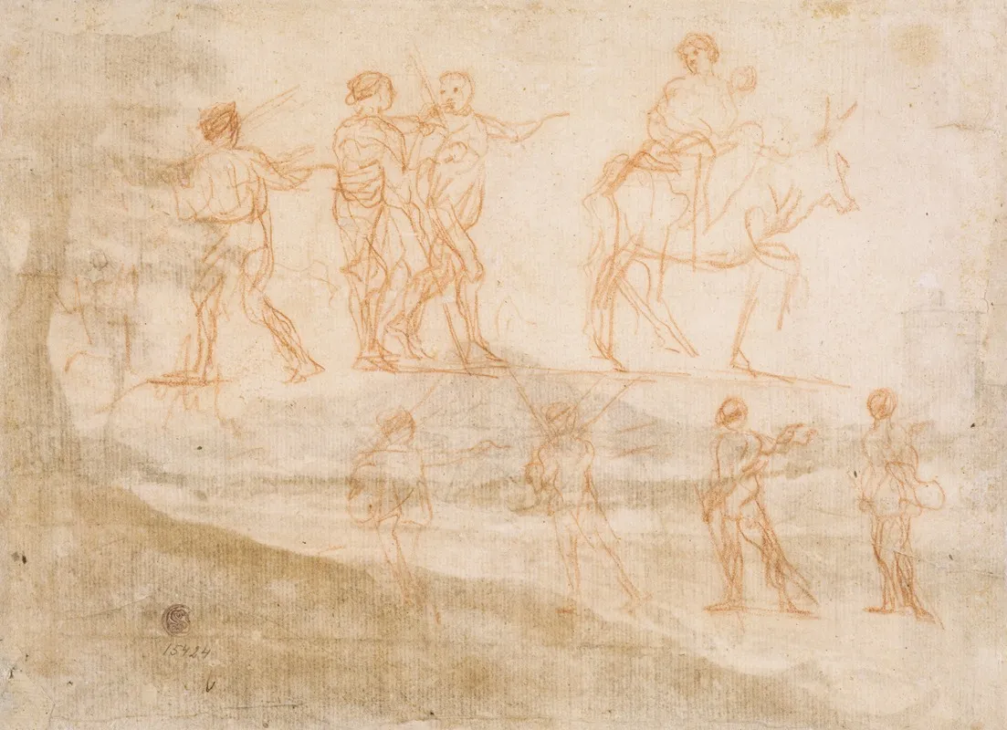 Studies Of Figures 3 by Claude Lorrain - Canvas Print