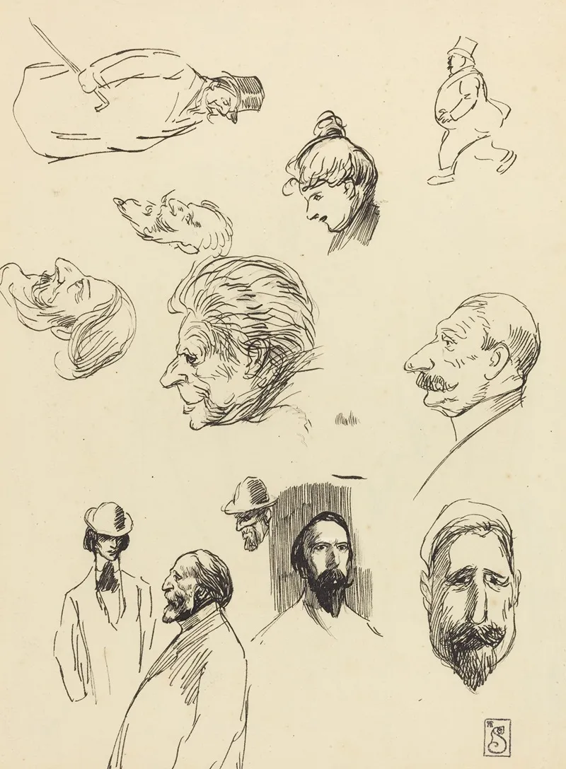 Studies Of Figures And Heads by Théophile Alexandre Steinlen - Canvas Print