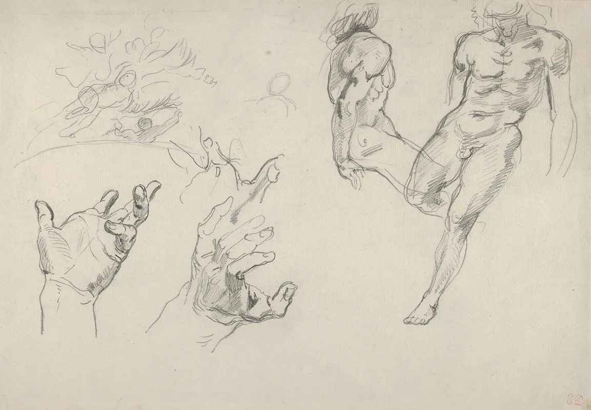 Studies Of Hands And Figures For The Salon Du Roi Palais Bourbon