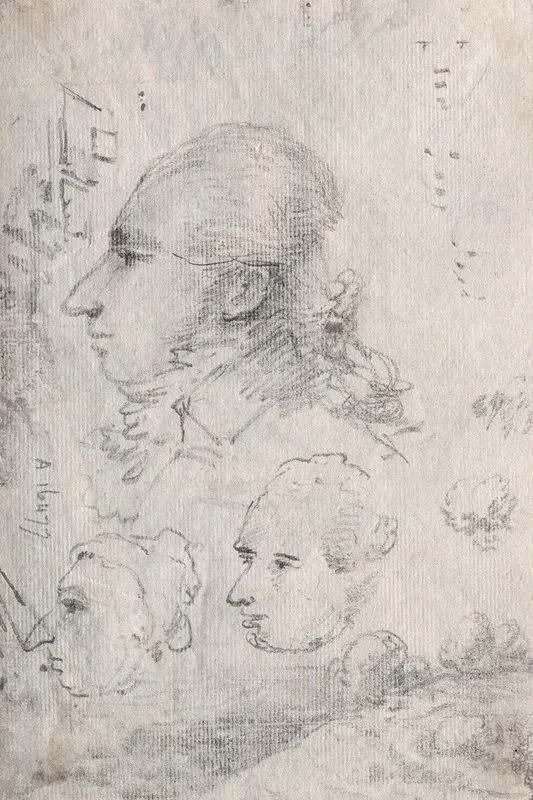 Studies Of Heads Verso by Dr. Thomas Monro - Canvas Print