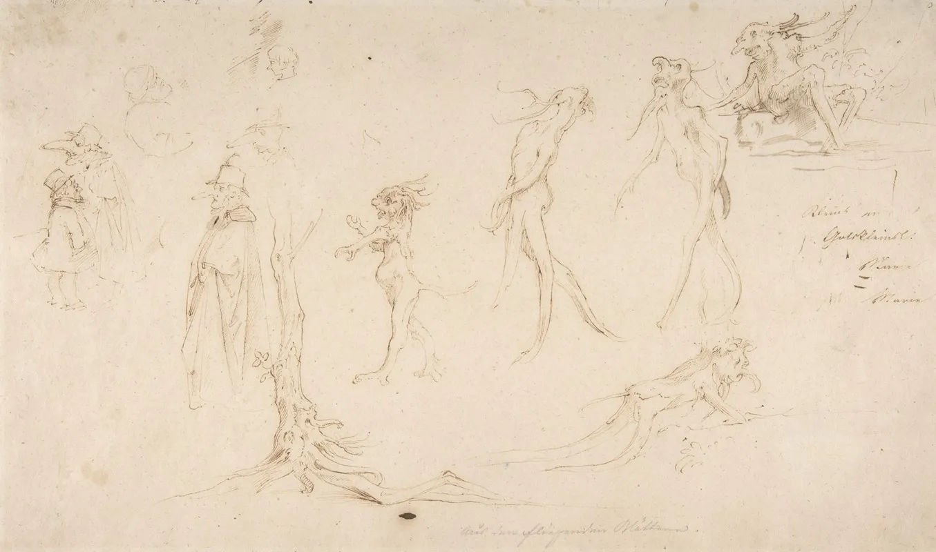 Studies Of Imaginary Woodland Creatures And Other Figures