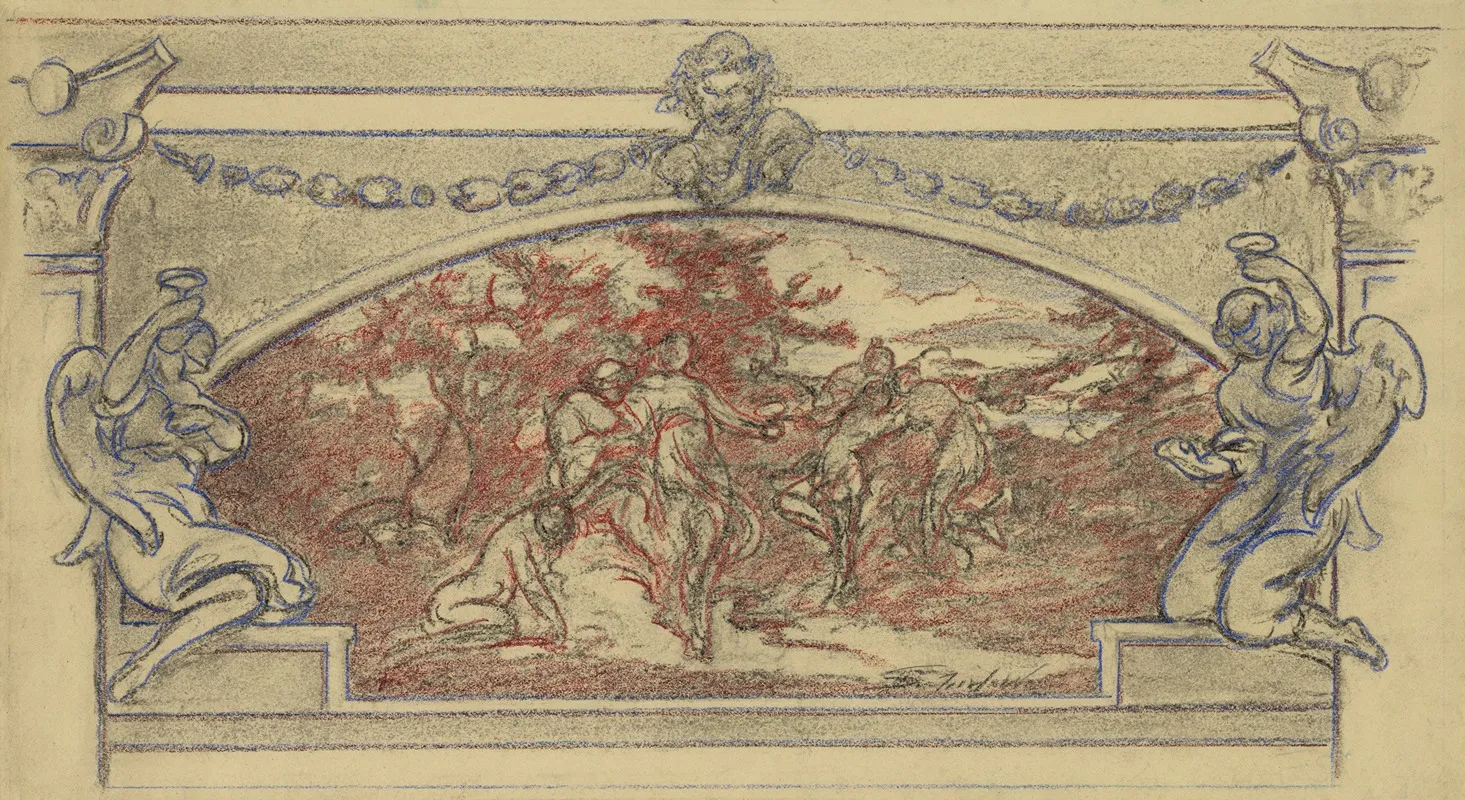 Study Drawing For A Mural Showing Dancing Figures