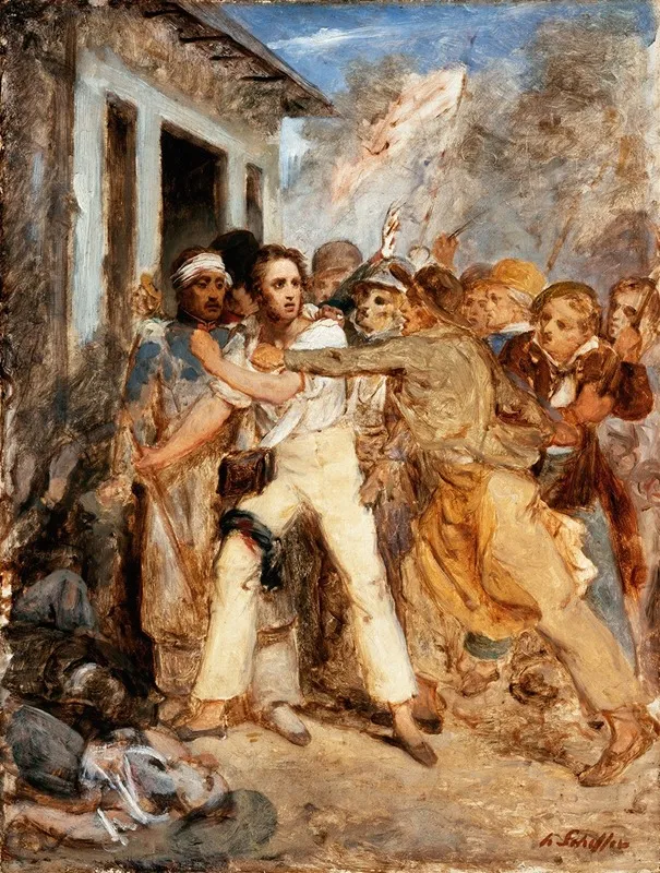 Study For A Battle Scene by Hendrik Scheffer - Canvas Print