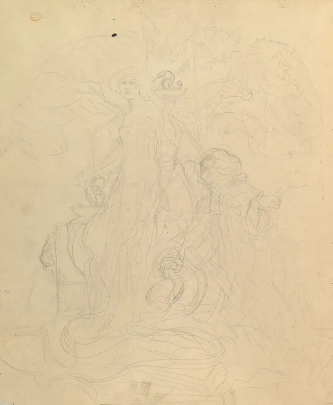 Study For A Bookplate With St George Rescuing A Maiden From A Dragon 2 by Franz von Bayros - Canvas Print