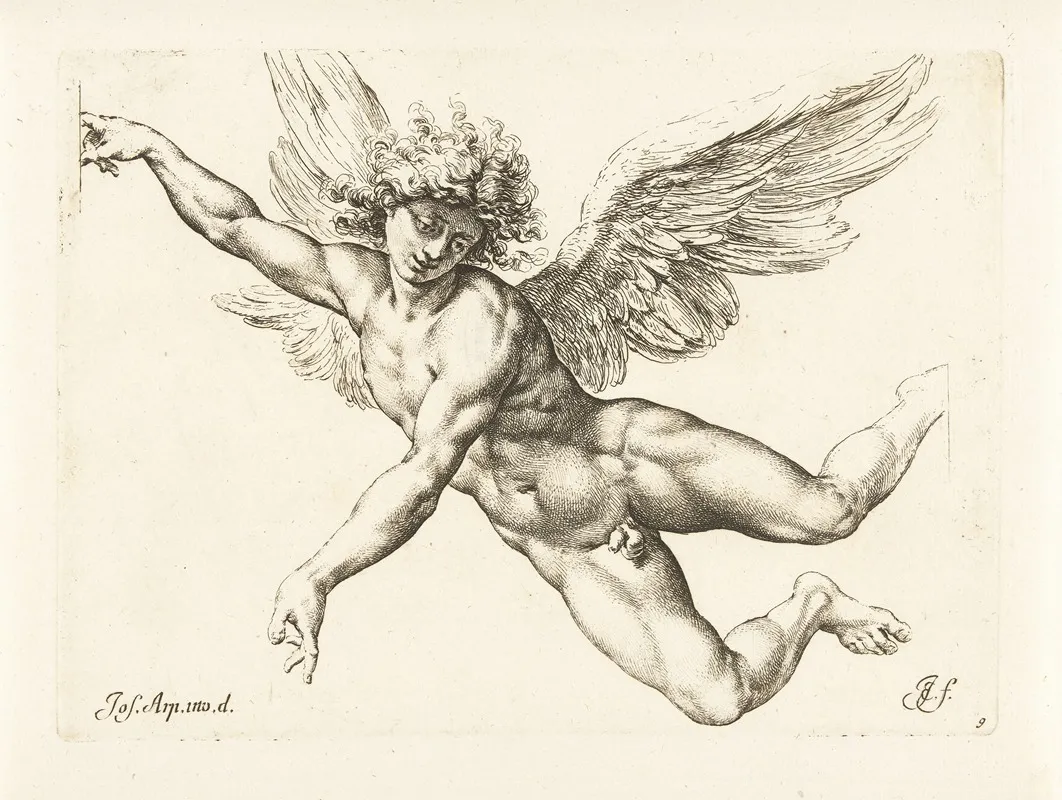 Study For A Flying Nude Angel by Jan de Bisschop - Canvas Print