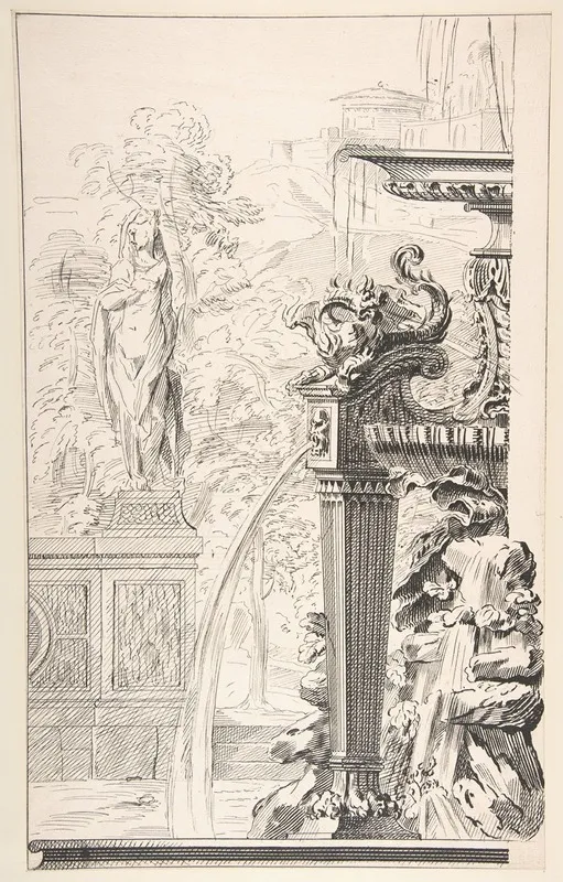 Study For A Garden Capriccio 5 by Workshop of Gilles-Marie Oppenord - Canvas Print