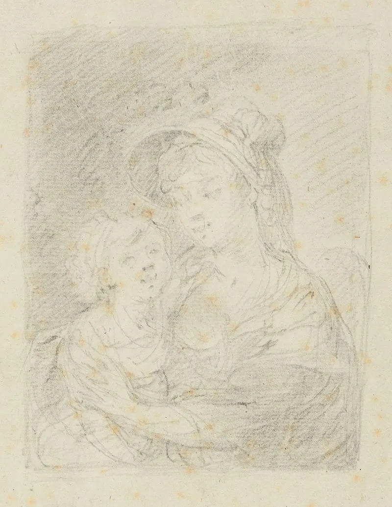 Study For A Painting Of Ewa Brzostowski Nee Chreptowicz With Daughter Izabella Ii by Marcello Bacciarelli - Canvas Print