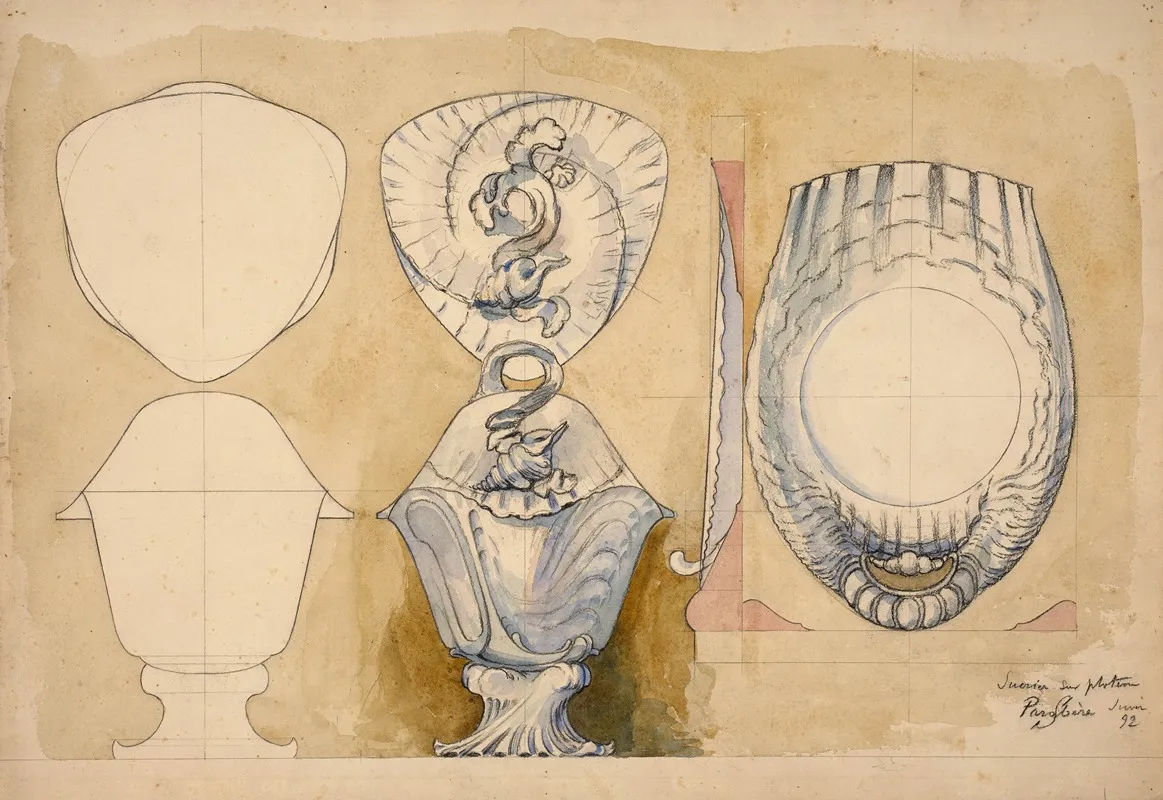 Study For A Sugar Bowl by Félix Bracquemond - Canvas Print