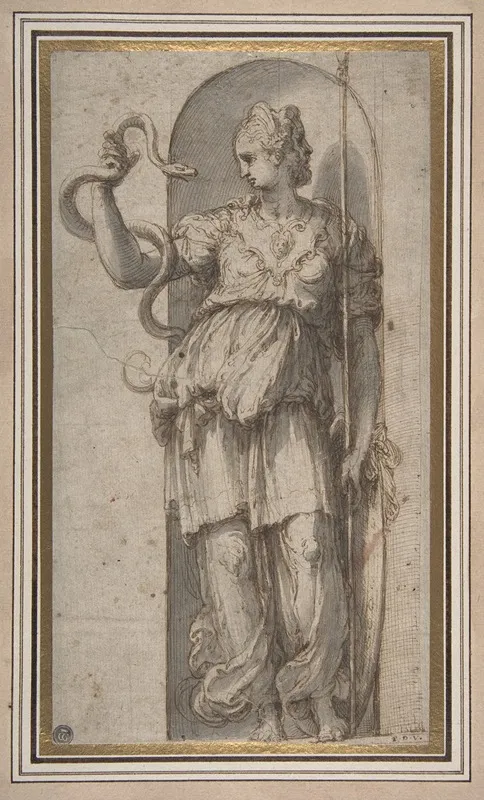 Study For Allegorical Figure Of Prudence by Perino Del Vaga - Canvas Print