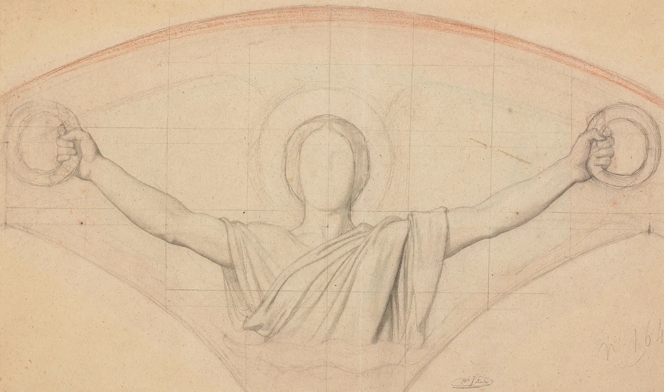Study For An Angel Holding Wreaths