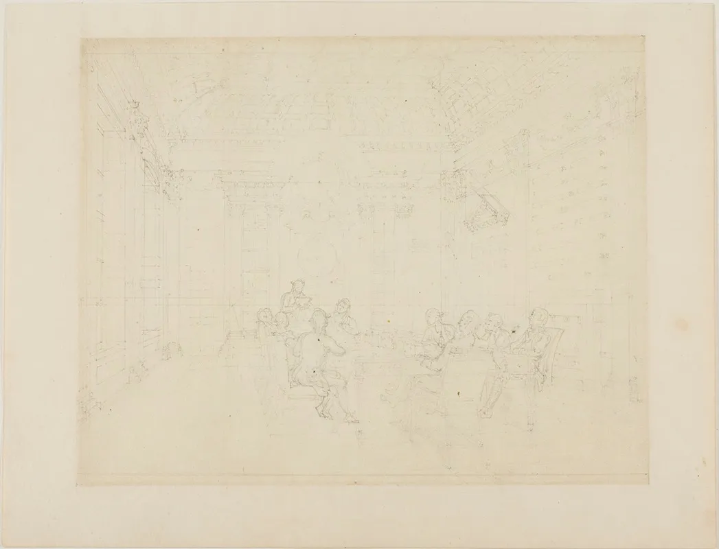 Study For Board Room Of The Admiralty From Microcosm Of London by Augustus Charles Pugin - Canvas Print