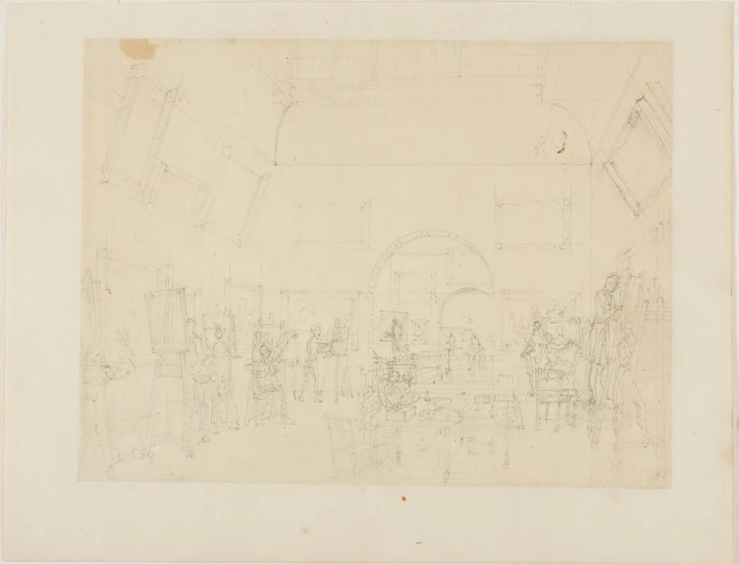 Study For British Institution Pall Mall From Microcosm Of London by Augustus Charles Pugin - Canvas Print