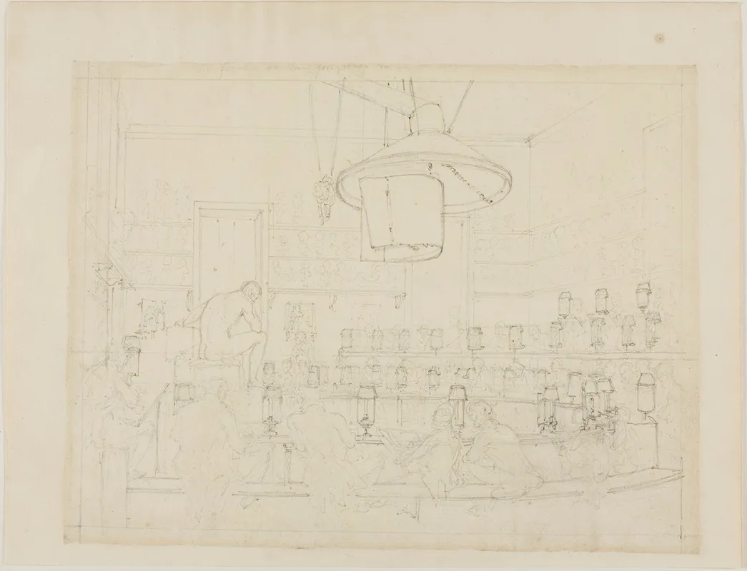 Study For Drawing From Life At The Royal Academy Somerset House From Microcosm Of London by Augustus Charles Pugin - Canvas Print