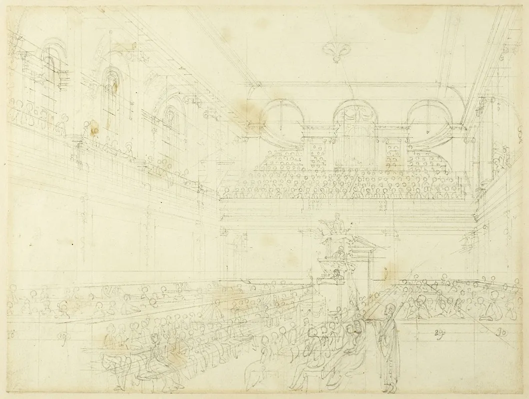 Study For Foundling Hospital The Chapel From Microcosm Of London by Augustus Charles Pugin - Canvas Print