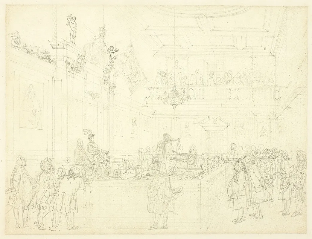 Study For Heralds College The Hall From Microcosm Of London by Augustus Charles Pugin - Canvas Print