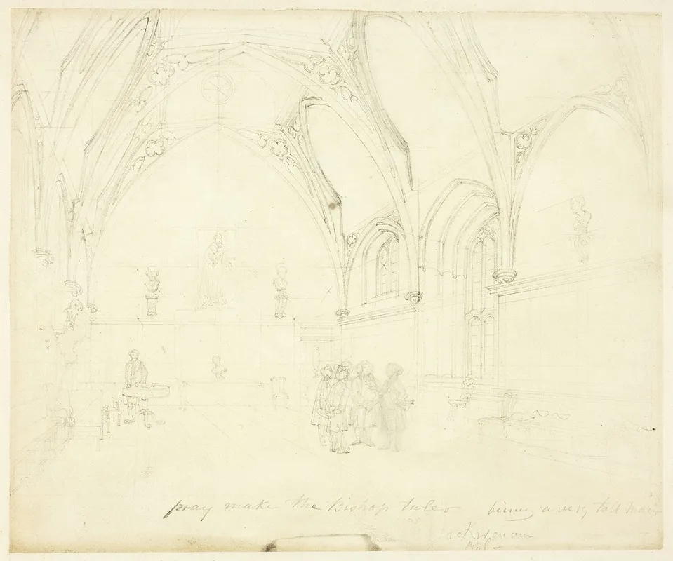 Study For Lambeth Palace From Microcosm Of London by Augustus Charles Pugin - Canvas Print