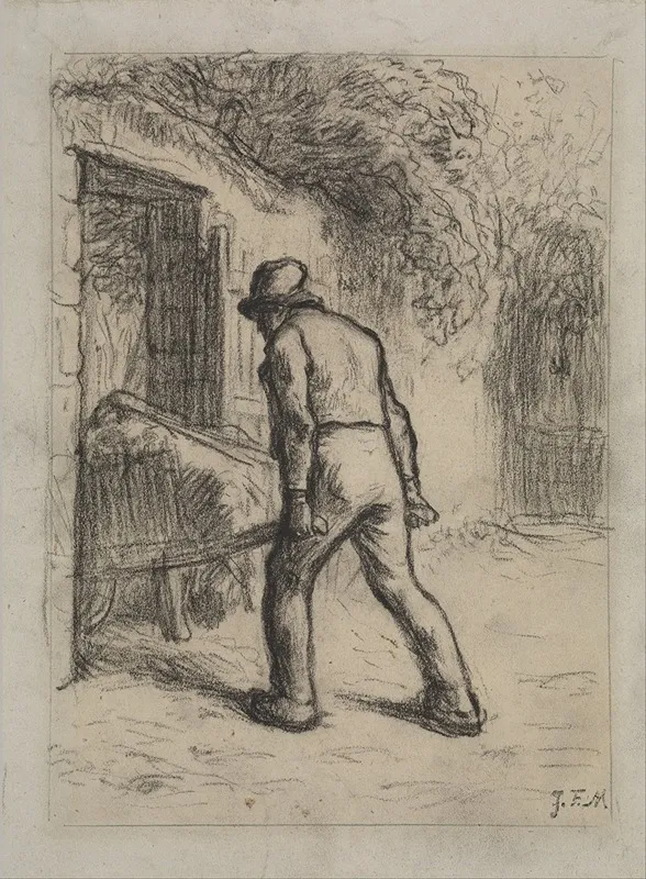 Study For Man With A Wheelbarrow by Jean-François Millet - Canvas Print