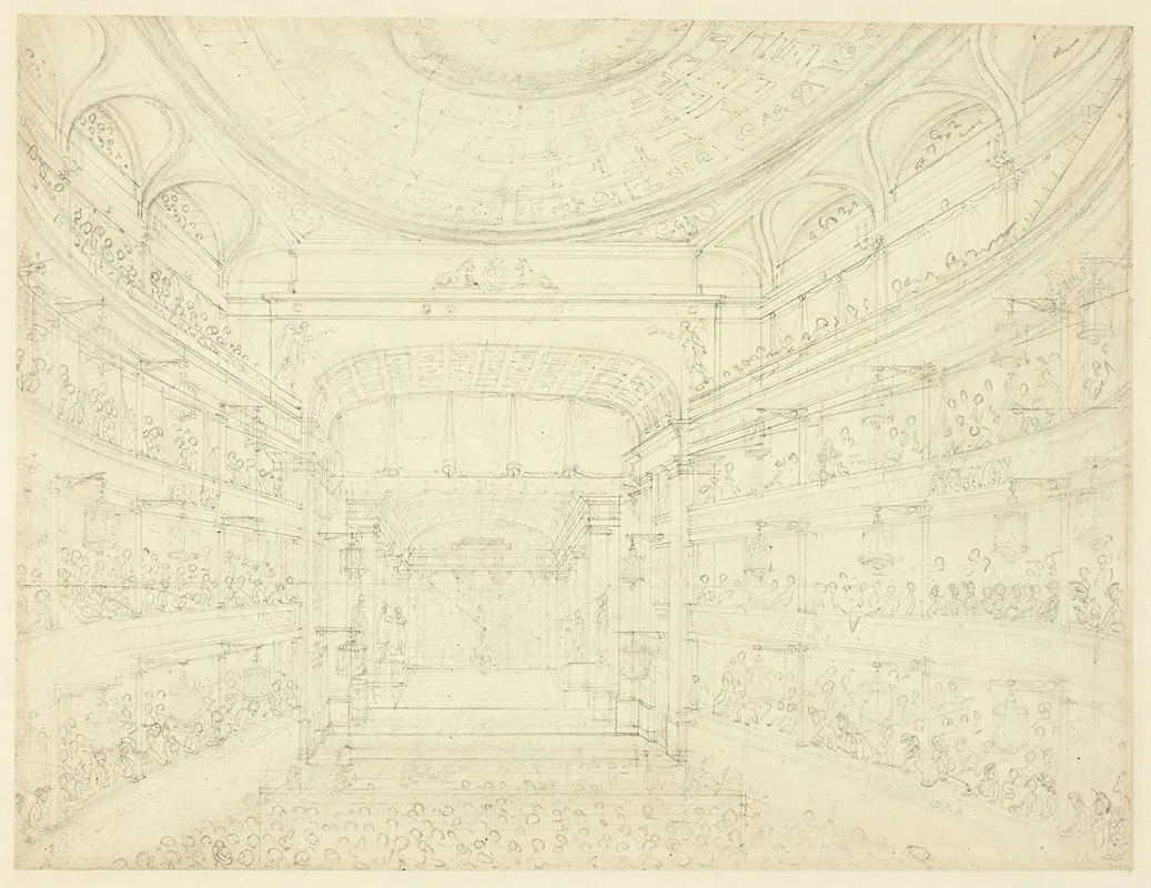 Study For New Covent Garden Theater From Microcosm Of London by Augustus Charles Pugin - Canvas Print
