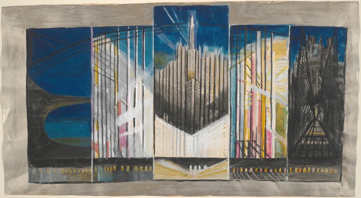 Study For New York Interpreted by Joseph Stella - Canvas Print
