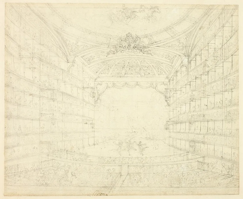 Study For Opera House From Microcosm Of London by Augustus Charles Pugin - Canvas Print