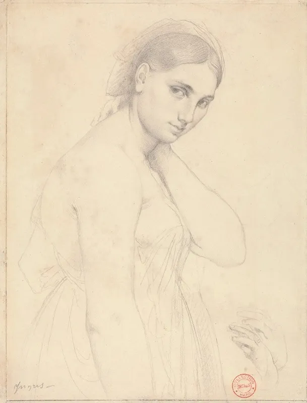 Study For Raphael And The Fornarina by Jean Auguste Dominique Ingres - Canvas Print