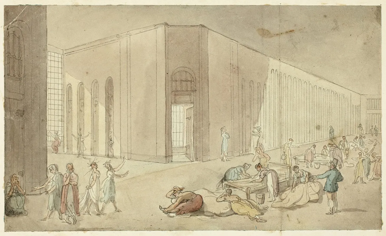 Study For St Lukes Hospital From Microcosm Of London by Augustus Charles Pugin - Canvas Print