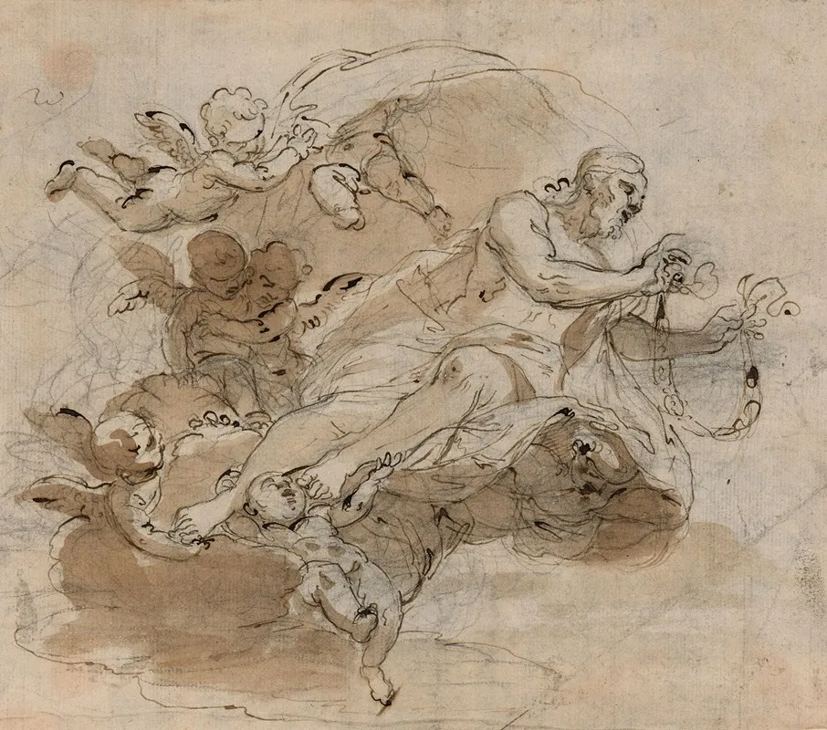 Study For The Christ Surrounded By Cherubs
