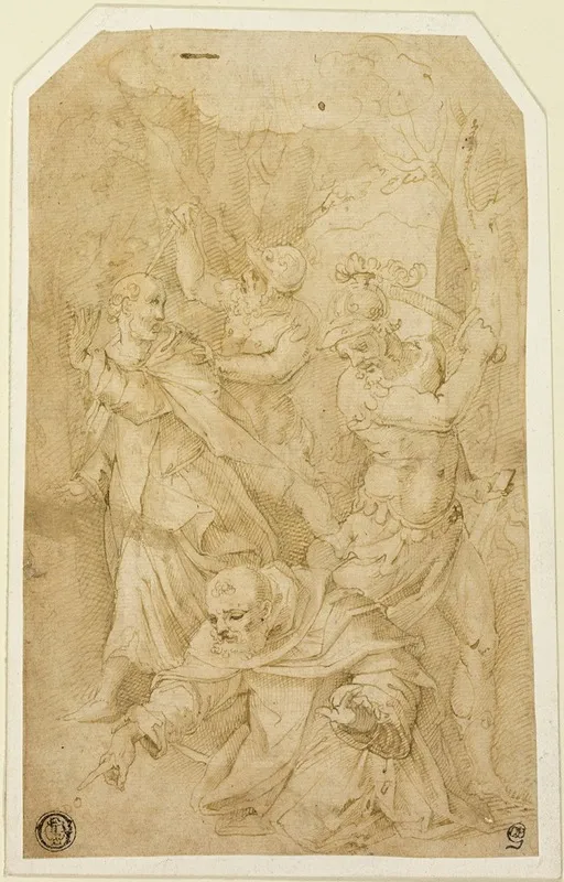 Study For The Death Of Saint Peter Martyr by Circle of Giorgio Vasari - Canvas Print