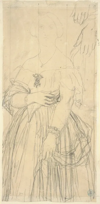 Study For The Dress And The Hands Of Madame Moitessier by Jean Auguste Dominique Ingres - Canvas Print