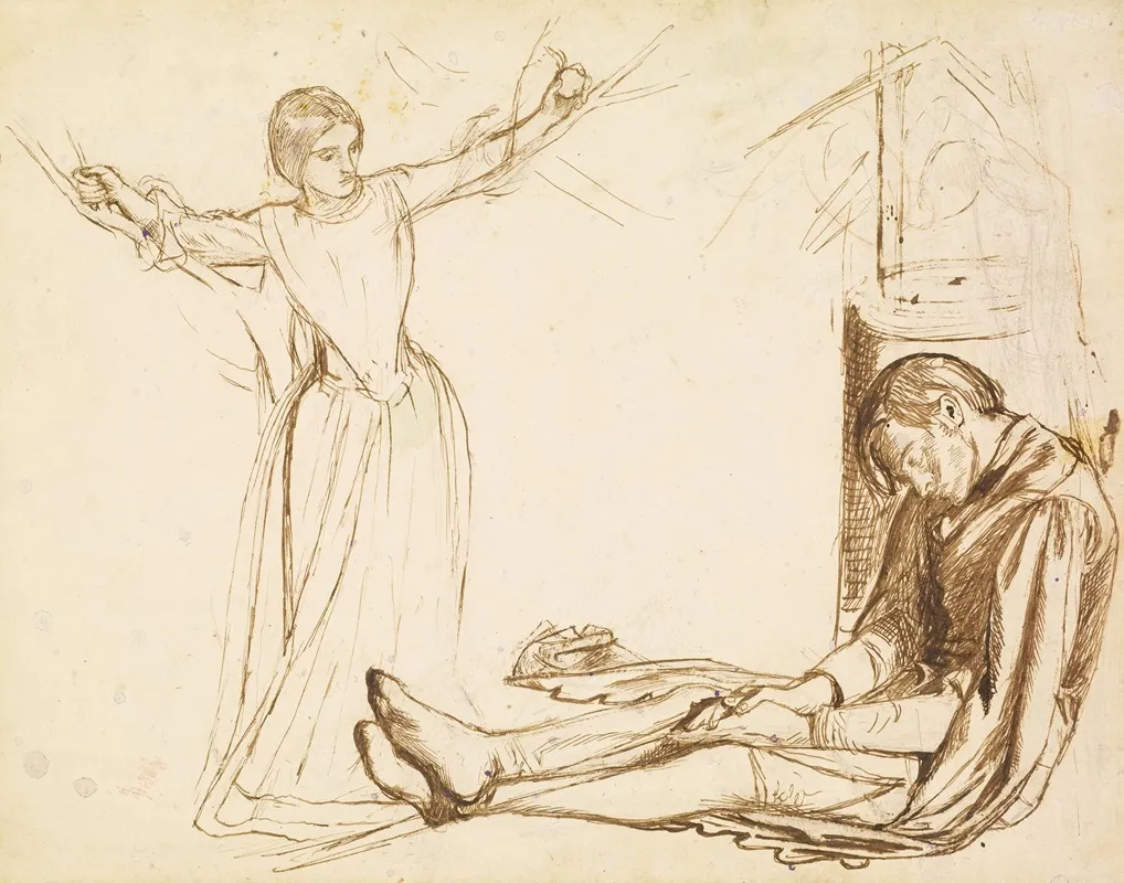 Study For The Figures Of Guenevere And Launcelot